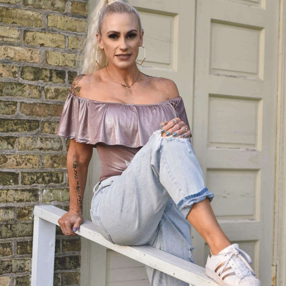 Beigey shiny bodysuit